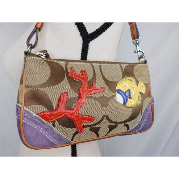 COACH Y2K Limited Edition Signature Fish Coral Applique Mini Baguette - Picture 2 of 12